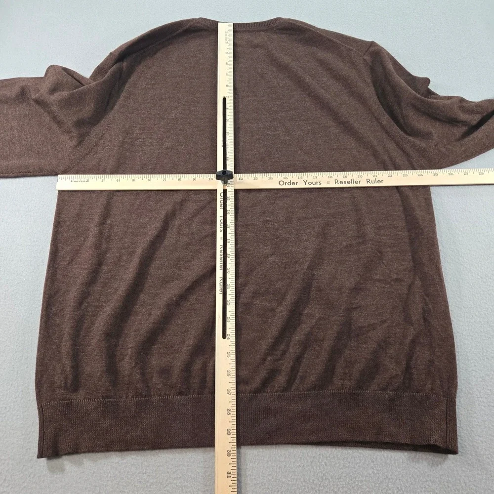 Banana Republic Sweater Mens XXL Brown Extra Fine Italian Merino Wool V-Neck